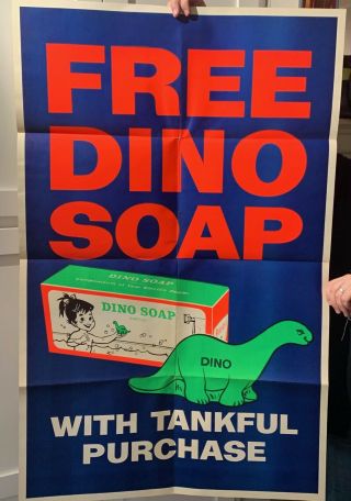 Vintage Sinclair Dino Soap Poster Well Preserved 44”x 28”