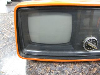 Vintage 1975 Sharp 3S - 27R Orange Portable TV Television 3