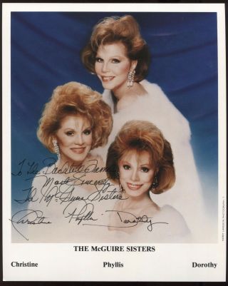 The Mcguire Sisters Signed 8x10 Photo Vintage Autographed From 1993 Auto