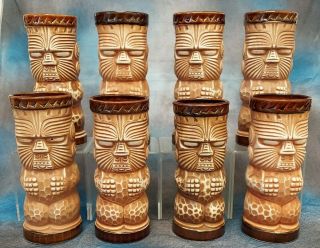 Trader Dicks John Ascuagas Nugget Casino Ceramic Tiki Mugs - Reno Nevada Set Of 8