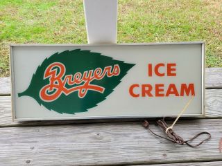Vintage Breyers Ice Cream Light Up Advertising General Store Sign