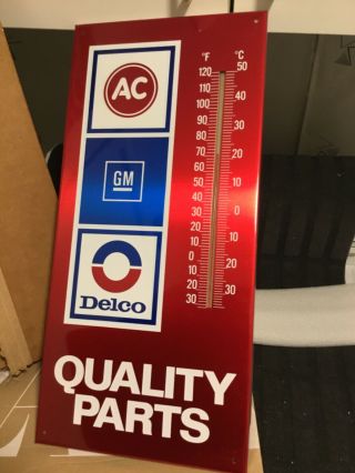 Vintage Gm Ac Delco General Motors Metal Auto Thermometer Sign Rare