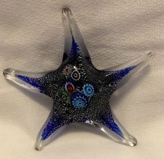 Vtg Murano Hand Blown Glass Starfish 5” Multi Colored.