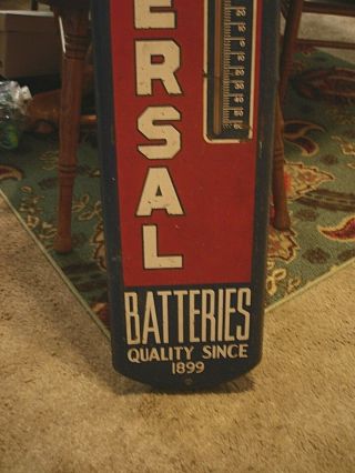 1946 Universal Automotive Batteries Metal Painted Advertising Thermometer 38 1/2 2