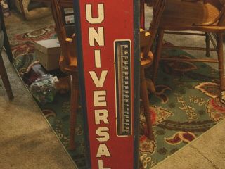1946 Universal Automotive Batteries Metal Painted Advertising Thermometer 38 1/2 3