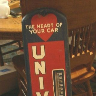 1946 Universal Automotive Batteries Metal Painted Advertising Thermometer 38 1/2 4