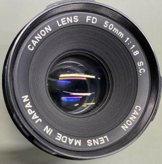 Vintage CANON Lens FD 50mm 1:1.  8 S.  C.  f/1.  8 SC - Made in Japan 668912 2
