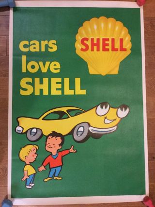 Cars Love Shell Vintage Oil And Gas Poster Nos