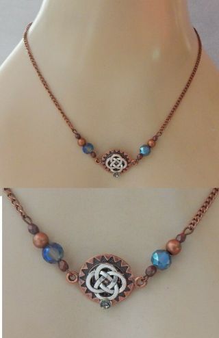 Knot Necklace Copper Pendant Celtic Jewelry Handmade Chain Women Fashion Purple