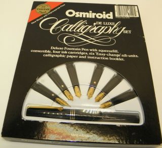 Vintage (c1982) Osmiroid Easy Change Deluxe Calligraphy Pen Set - 22k Gold Plated