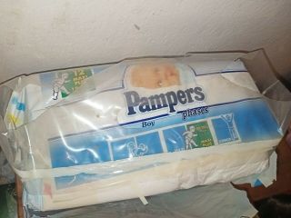 Vintage pampers boy phases 10 - 20kg 22 - 44 lb 12 maxi plus plastic diapers 4