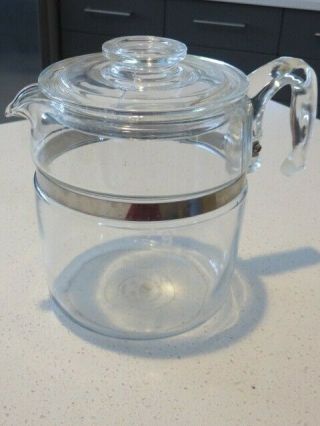 Vintage Pyrex Flameware 9 - Cup Glass Coffee Pot And Lid Only