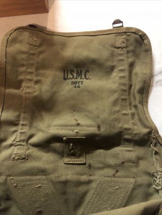 WWII USMC MARINE CORPS M1941 LOWER HAVERSACK BACKPACK ID ' D w/2 long Straps 3