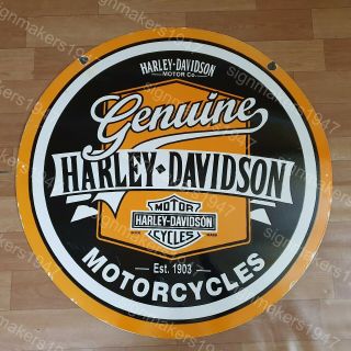 Harley Davidson 2 Sided Porcelain Enamel Sign 30 Inches Round