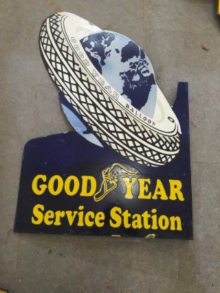 Porcelain Goodyear Enamel Sign Size 36 " X 24 " Inches Flange