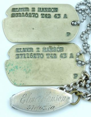 Wwii Dog Tags And Matching Id Bracelet