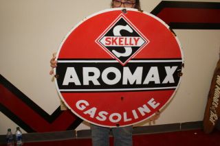 Large Skelly Aromax Gasoline Gas Station 30 " Porcelain Metal Sign