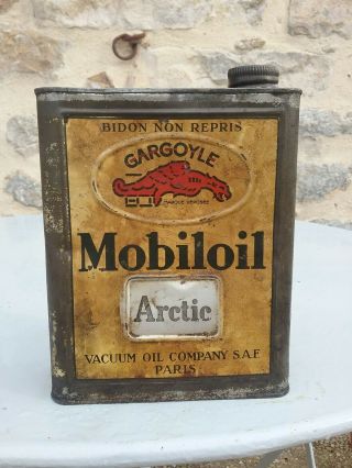 Mobiloil Oil Can 1940 Gargoyle Artic French Vacuum Company Mobil Gas Station