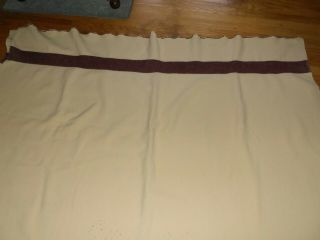 World War II USA Military Medical Wool Blanket - Khaki w/Maroon Stripes 1940 2