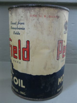 Vintage Early PennField 1 Qt Tin Oil Can Old Gas Station GREAT GRAPHICS 5
