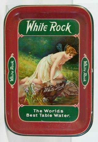 Ca1905 White Rock Sparkling Soda Water Tin Lithograph Tip Tray Semi - Nude Psyche