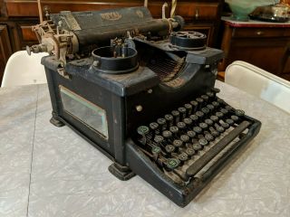 Vintage Antique Royal Typewriter Model 10 Beveled Glass Sides Heavy Duty