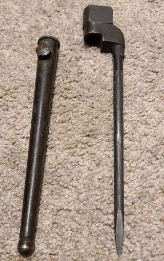 Vintage British Wwii Lee Enfield Rifle Spike Bayonet No.  4 Mkii N38 With Scabbard