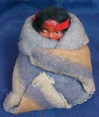 Vintage Skookum Native American Indian Doll Papoose Wrapped In Blanket