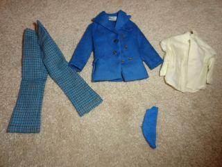 Vintage 1970 Mattel Ken Doll Outfit " Town Turtle " 1430 Blue Suit,  Shirt & Socks