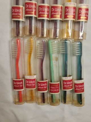 30 ' s WWII RARE Vintage Dr.  West GLASS MIRACLE - TUFT TOOTHBRUSH box CASE 12 4