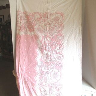 Vintage Cotton Tablecloth No Tags Pink Floral 1940 