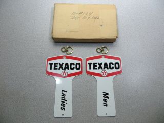 (2) Vintage - Texaco Bathroom Key Tags - - - With Box