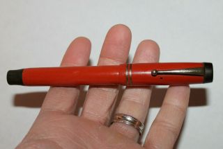 Vintage Parker Duofold Lucky Curve Orange Fountain Pen 5 1/2 " Pat 4 - 25 - 11