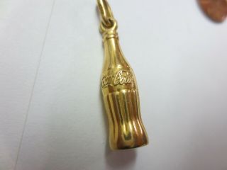 14KT Solid Yellow Gold Coca Cola Soda Bottle Pendant (14K ITALY) 1 1/2 