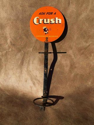 Old Ask For A Crush Orange Soda In Store Advertising Bottle Display Crushy
