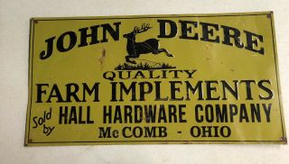 Large 23.  5” John Deere Farm Implements Metal Gas Oil Sign