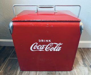 Vintage 1950s Coca - Cola Metal Cooler W/ Bottle Opener