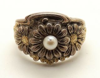 Vintage Silver Flower Form Ring Size 10 1/4 Great Looking Piece