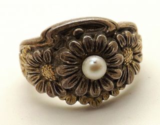 VINTAGE SILVER FLOWER FORM RING SIZE 10 1/4 GREAT LOOKING PIECE 2