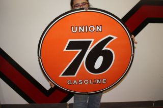 Large Union 76 Gasoline Gas Station 30 " Porcelain Metal Sign