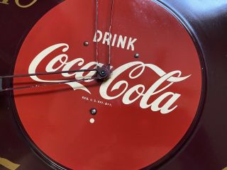 Vintage Stock - 1950 ' s Coca - Cola Art Deco Tin Clock Sign Coke 18 