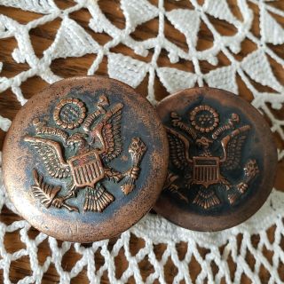 2 1902,  U.  S.  Wwi Cavalry Horse Bridle Rosettes Medallions Copper Brass 1.  75 "