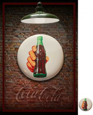 Coca - Cola White Button Coke Metal Sign - 16 " Diameter - 1991 Vintage