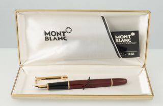 Montblanc Meisterstuck 144 Fountain Pen 14 K Gold No Cap Burgundy Case And Clip