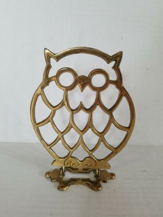 Vintage Mid Century Modern Brass Owl Figurine 7 1/4” Mcm