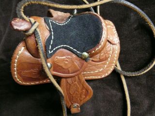 Vintage Mexican Miniature Leather Western Horse Saddle
