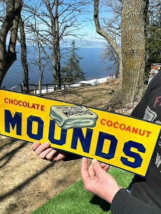 Vintage Mounds Chocolate Cocoanut Metal Sign W/ Candy Bar Graphic Kitchen Bakery 4