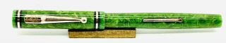 Mabie Todd Swan 142/50 Jade Green Fountain Pen Self Filling 14k Flex Nib