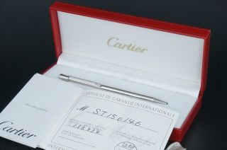 Cartier St150146 Must With Initials Silver Ballpoint Pen W/box C55