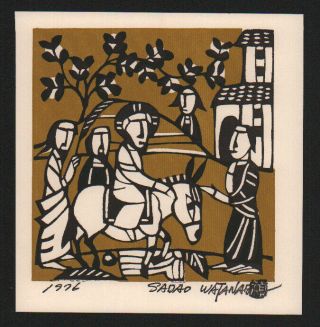 Sadao Watanabe Japanese Religious Art Print Jesus Entering Jerusalem